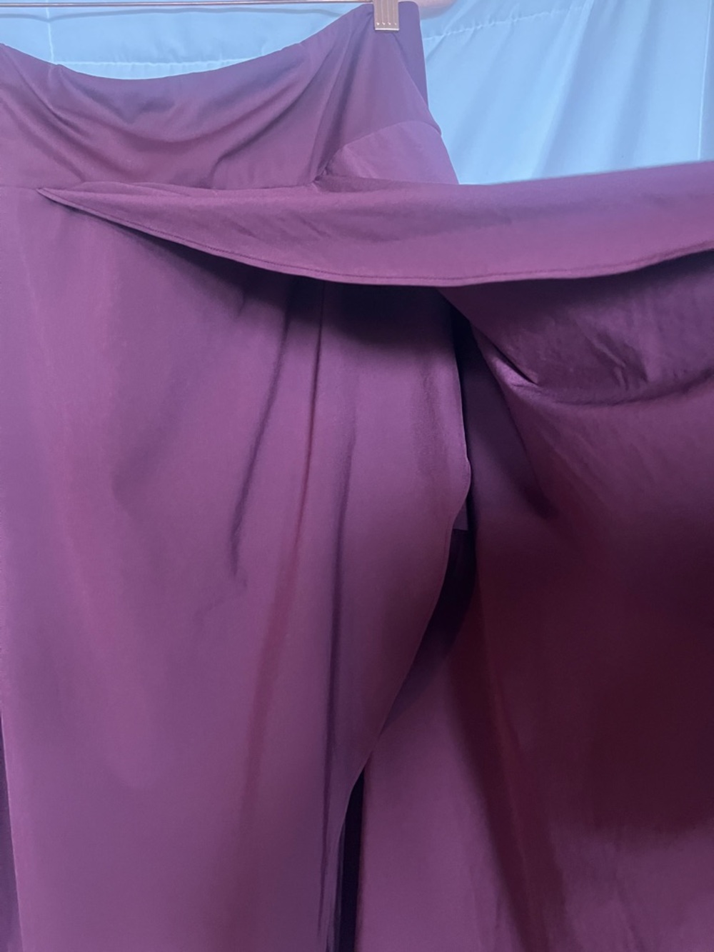 Halara Breezeful High Waisted Asymmetric Faux Wrap Maxi Skirt Burgundy 2X - Picture 5 of 10
